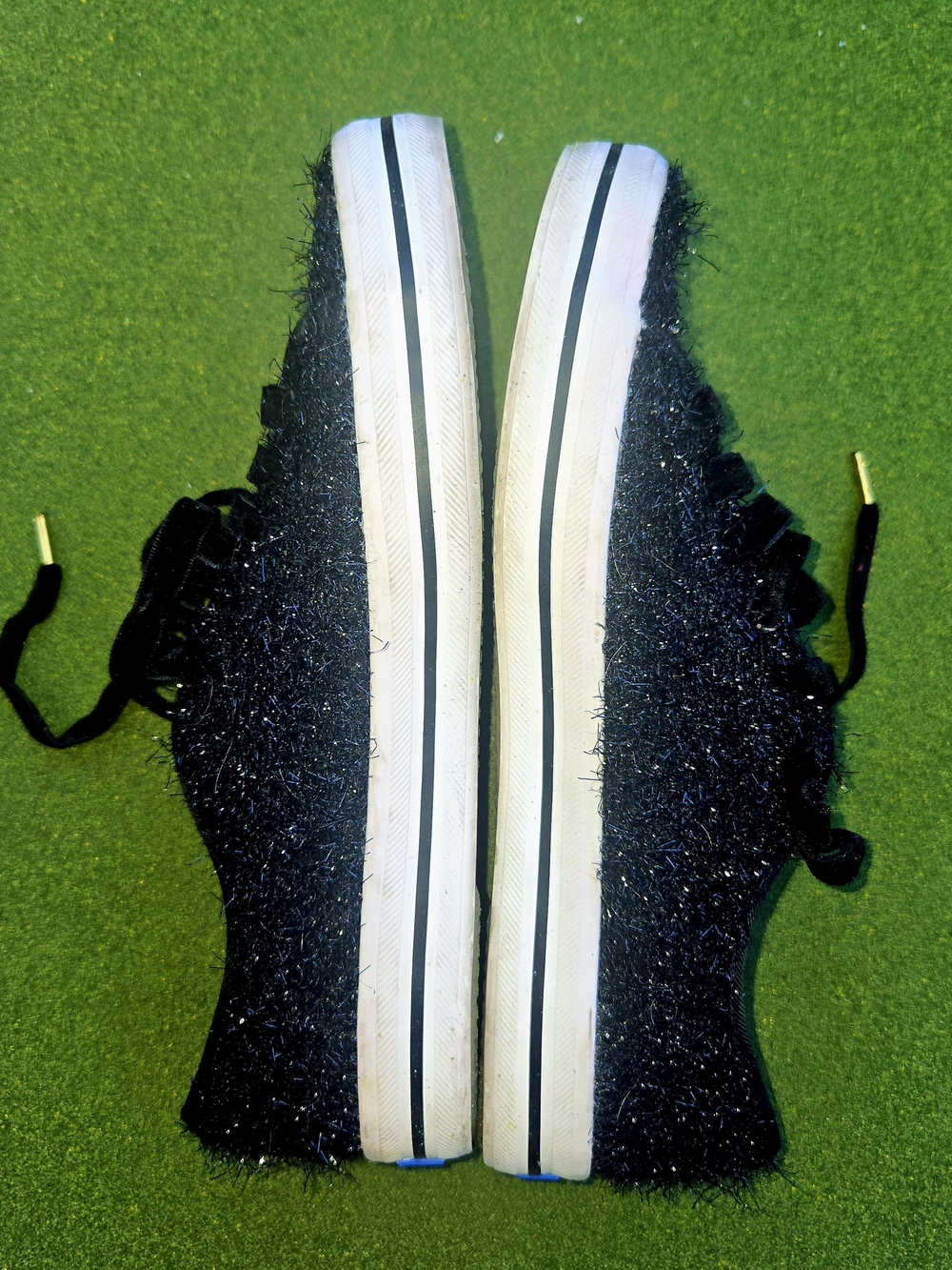 KEDS Kate Spade Anthropologie 6½ Kickstart Black Sparkle Tinsel Fuzzy SPARKLE - Picture 7 of 16